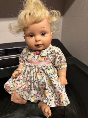 Classic Floral Baby Doll in White with Pink and Yellow Accents